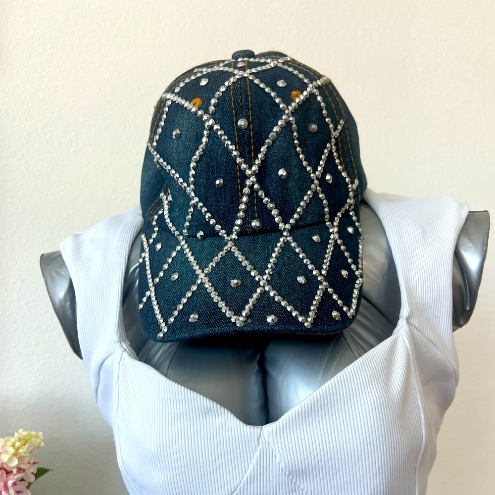 Studded Denim Cap